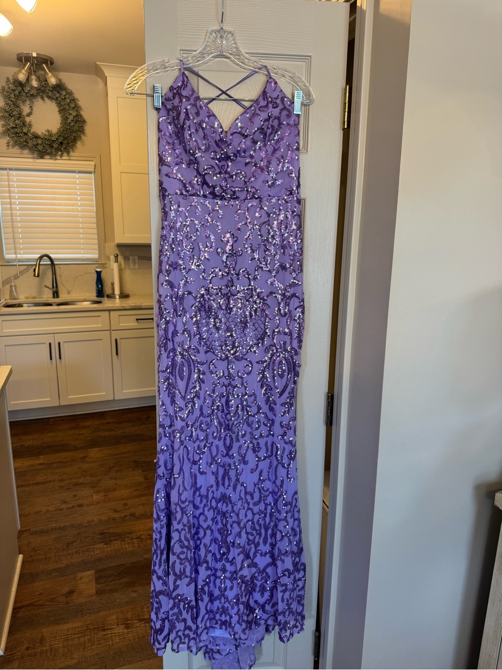 Lulu's Lavender Sequin Embellished Prom Gown